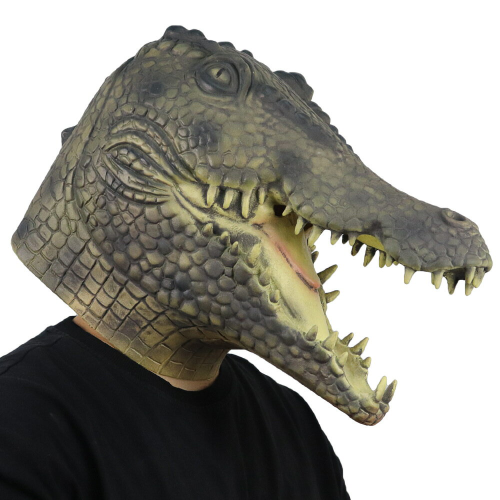鱷魚面具動漫裝扮恐龍面具 兇狠動物頭套面具 萬聖節動物鱷魚面具