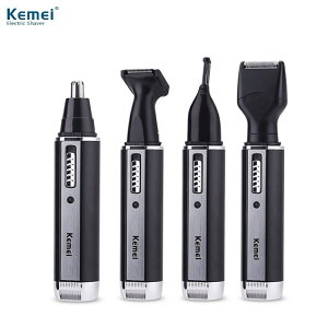 Kemei 4 合 1 專業鼻子和耳朵修剪器電動剃須可充電鬍鬚剃須刀男士剪髮個人護理工具