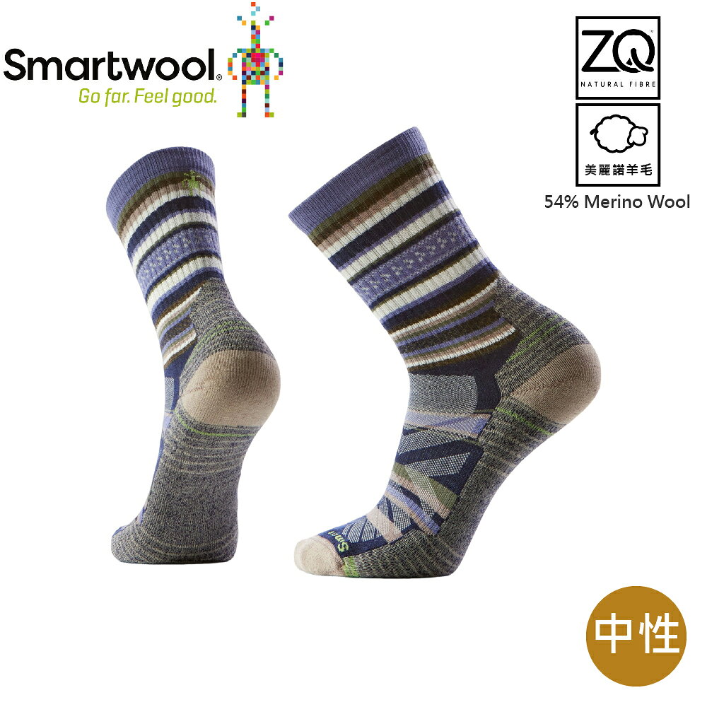 【SmartWool 美國 機能戶外全輕量減震中長襪-全景畫《暮藍》】SW002160/美麗諾羊毛襪/四分襪/吸濕排汗/防臭