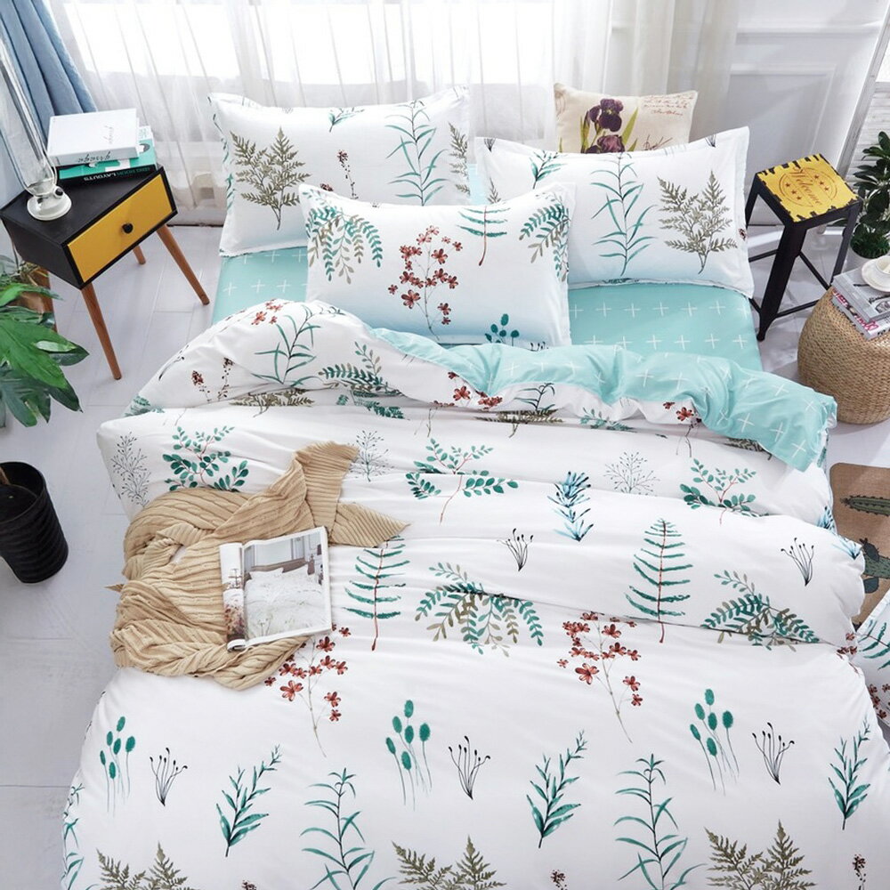 《DUYAN 竹漾》天絲絨 單人/雙人/加大兩用被床包組【漢普斯花園】 單人 雙人 加大 床包 鋪棉兩用被