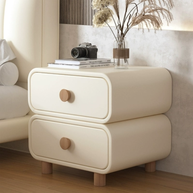 床頭櫃 臥室實木皮質床邊櫃簡約現代極簡易免安裝小型收納櫃