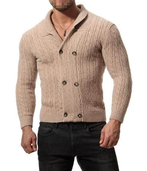 FINDSENSE品牌 秋冬季 新款 韓國 修身 純色 青年男士 開衫 針織衫 毛衣