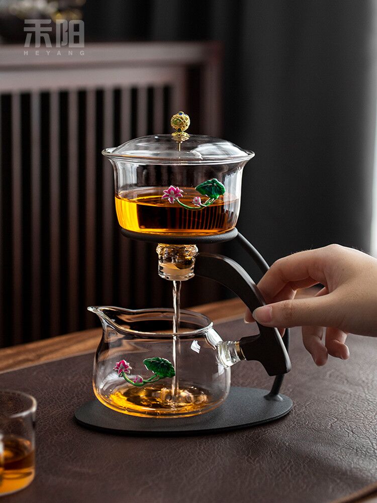 禾陽 雲錦自動茶具玻璃懶人半全自動茶具套裝家用磁吸式沖泡茶器