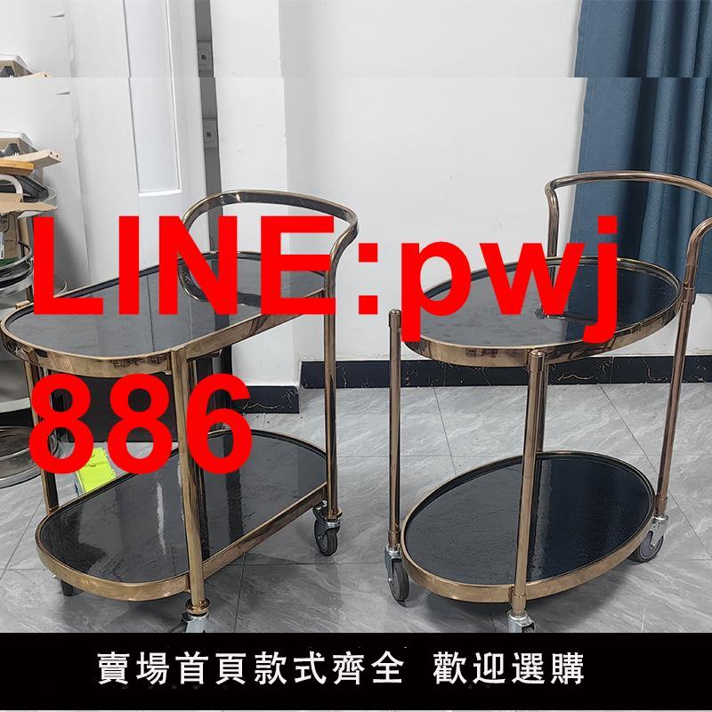 {臺灣公司 可開發票}酒水車雙層咖啡廳酒店KTV靜音小推車蛋糕茶點酒水不銹鋼歐式餐車