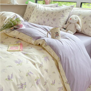 夢幻紫碎花🌹 紫色 素色床包 可愛 純棉 簡約 床罩 床包 四件套 雙人床包 加大雙人 單人床包