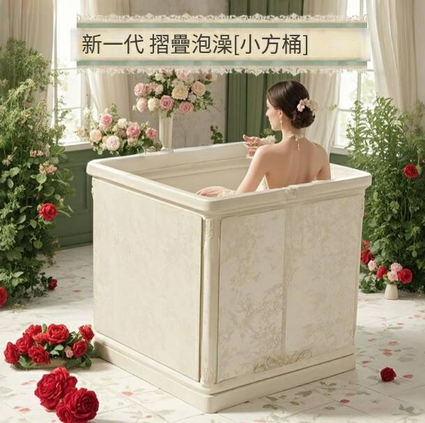 現貨！免運 泡澡桶 木桶 洗澡桶 沐浴桶 浴桶 便攜超厚方形保溫泡澡桶大人折疊浴缸家用成人全身洗澡浴盆沐浴桶 八折下殺 可開發票 特價出