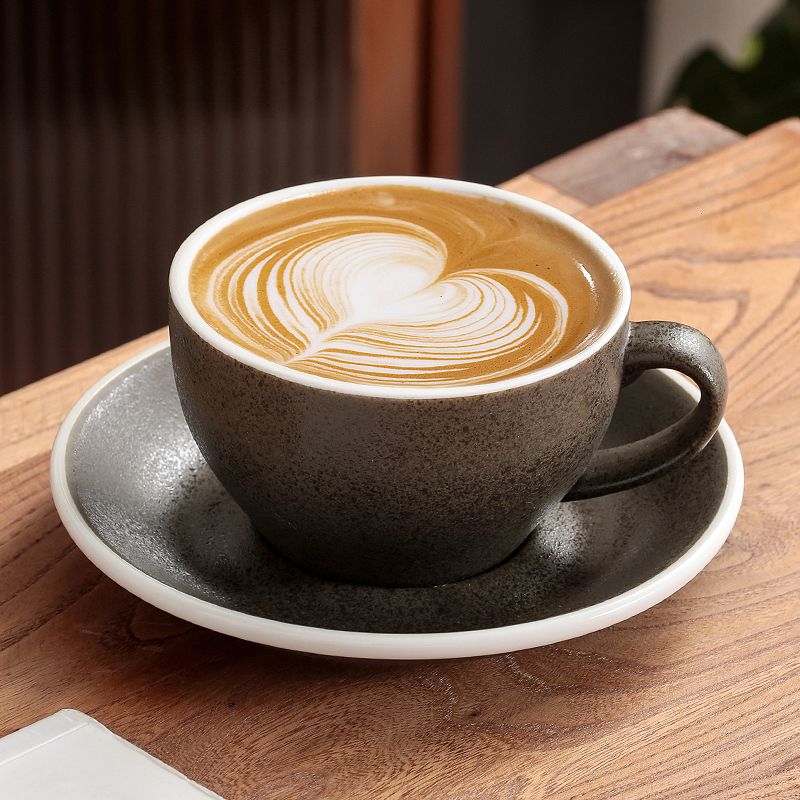 咖啡杯 免運 快速出貨 日式復古陶瓷咖啡杯高檔高顏值拿鐵杯碟套裝比賽卡布奇諾拉花專用SS09公司貨