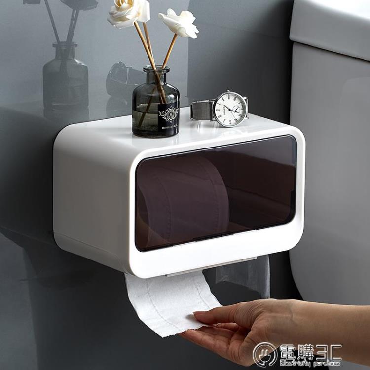 衛生間紙巾盒廁所家用捲紙抽紙收納免打孔防水洗手間壁掛式置物架
