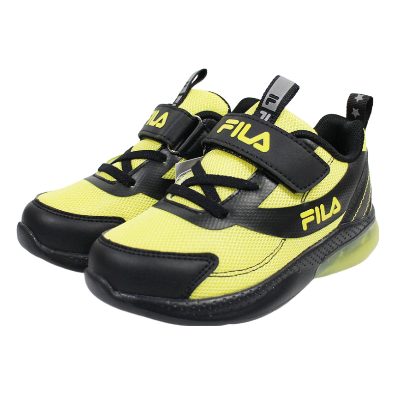 (EZ) 2024 新款 FILA KIDS 中小童 電燈運動鞋 燈鞋 -黑黃 2-J428Y-099【陽光樂活】