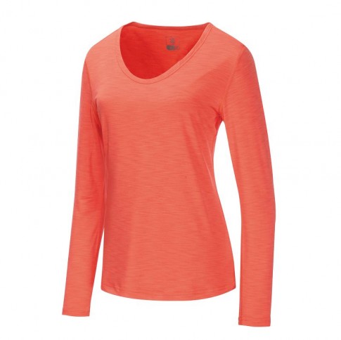 台灣《Mountneer》 女圓領遠紅雲彩保暖衣 粉橘紅