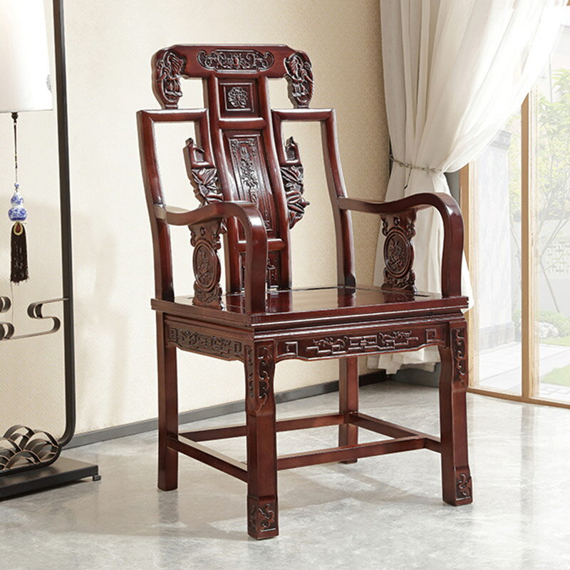 居林 太師椅中式圍椅仿古茶椅官帽椅家用主人椅子實木圈椅三件套