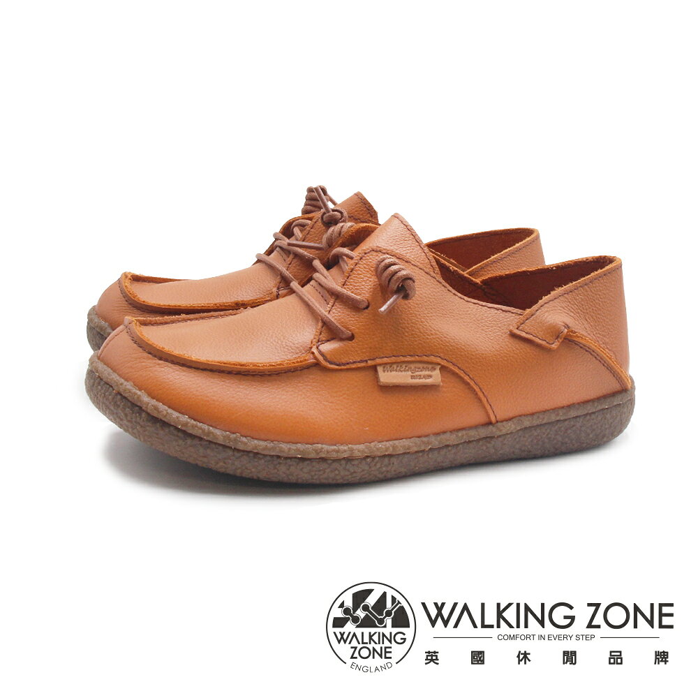 WALKING ZONE(女)皮革兩穿休閒鞋 女鞋-棕橘 0
