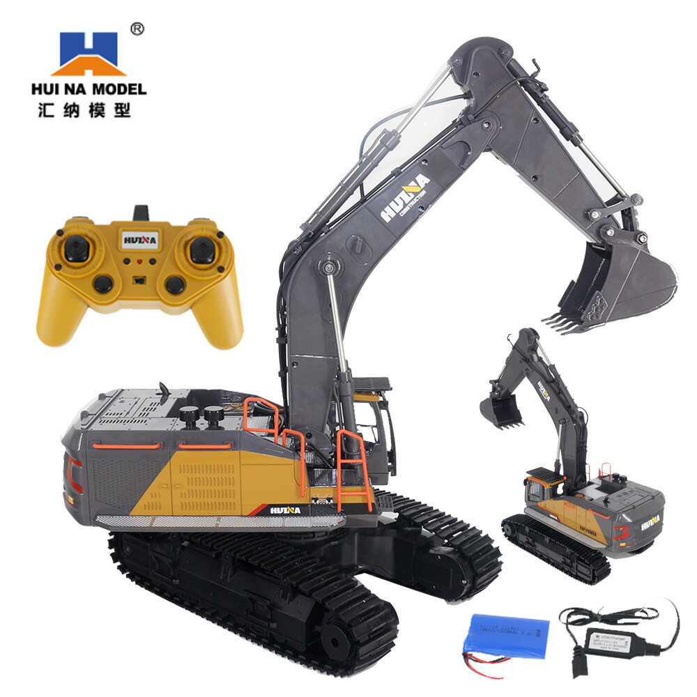 遙控玩具 免運/開票 公司貨 模型玩具匯納22通道遙控挖掘機合金版2.4G無線大號遙控車工程車挖土機玩具 電動玩具 遙控汽車 遙控飛機 快速出貨D