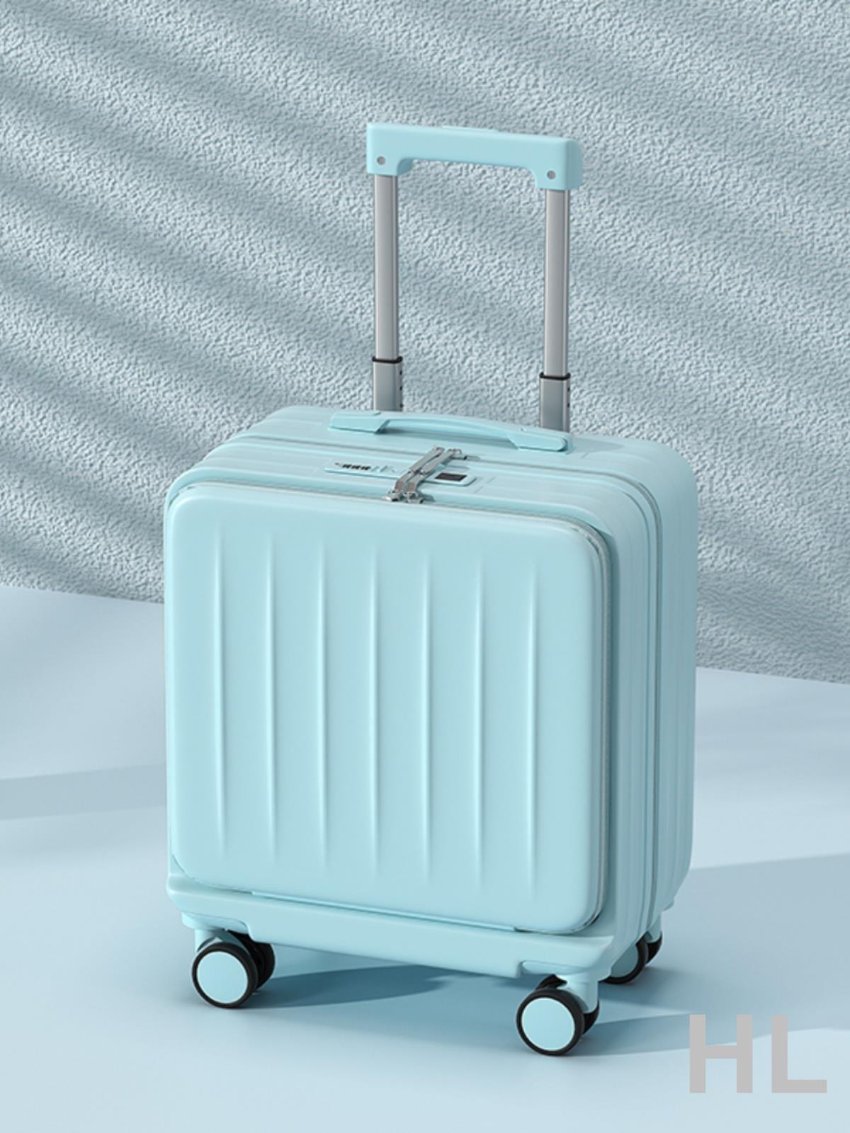 HL 可登機前置開口行李箱20寸男女小型拉桿箱18靜音萬向輪密碼旅行箱