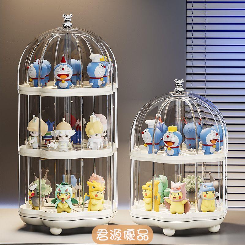 桌面展示架 旋轉防塵罩手辦桌面展示收納架玩偶置物架泡泡馬特透明擺架