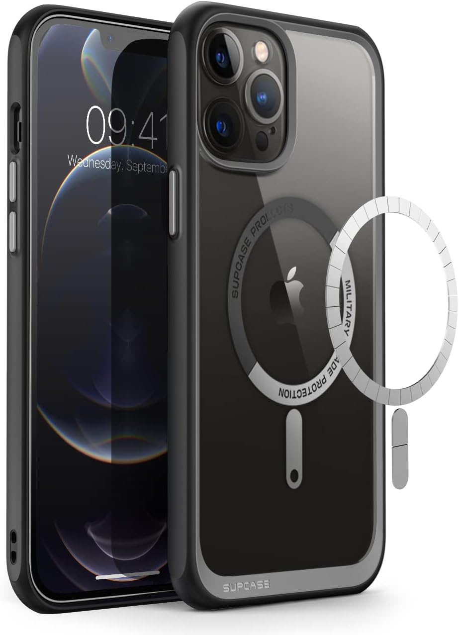 【日本代購】SUPCASE iPhone13Pro Max 殼6.7英寸2021 磁性殼背面透明MagSafe對應透明殼美國軍MIL規格減震保護相機薄型貼合型UBMag系列
