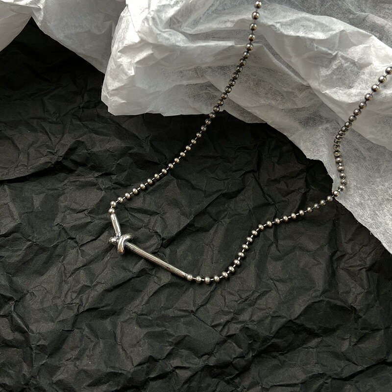 925純銀心結項鏈女小眾設計感ins冷淡風鎖骨鏈嘻哈泰銀復古圓珠鏈 1