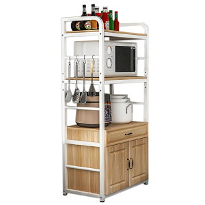 廚房置物架落地多層微波爐烤箱電器架子家用帶櫃門儲物柜收納柜子
