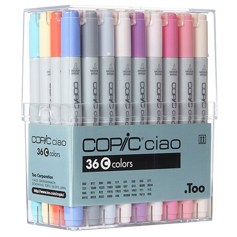 日本原裝進口COPIC Ciao 第三代圓桿麥克筆36 Color Set C 36色C色系36C