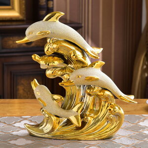 歐式海豚陶瓷擺件創意擺設客廳酒柜玄關隔斷個性臺面家居裝飾品