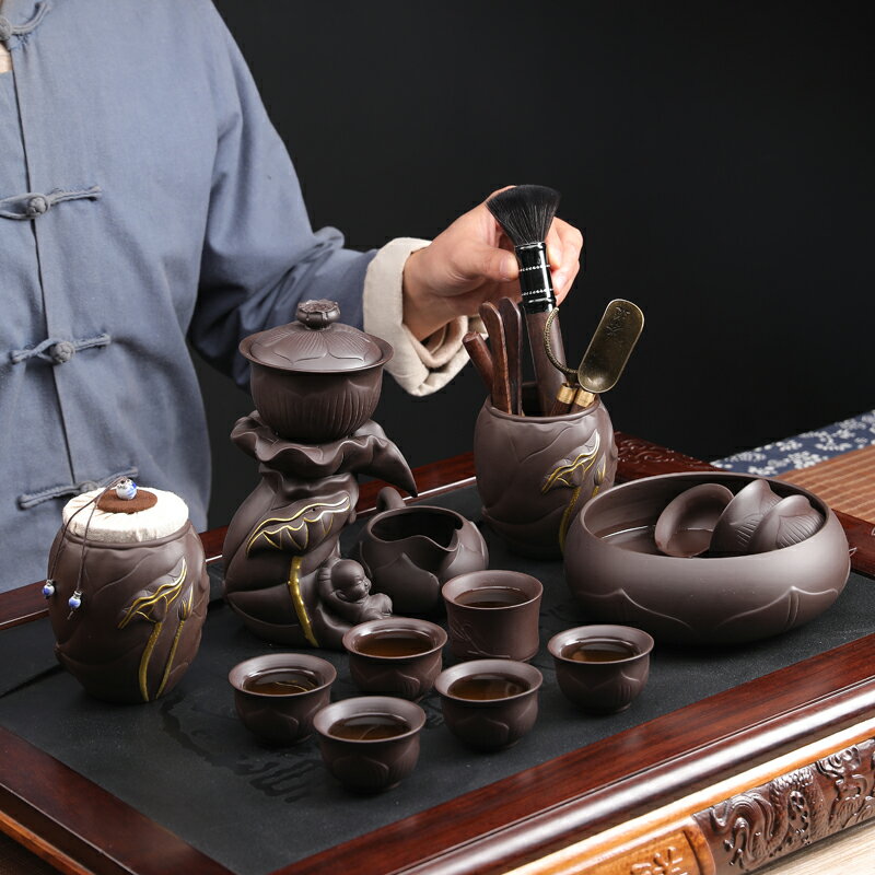 創意家用簡約半全自動懶人紫砂茶具套裝功夫茶壺茶杯泡茶器茶葉罐