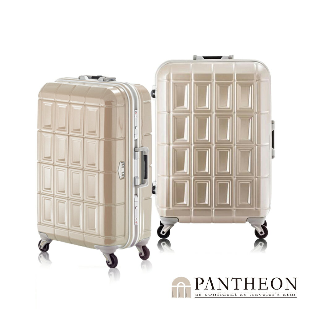 <br/><br/>  日本PANTHEON 26吋網美行李箱 輕量鋁框硬殼旅行箱-香檳金拉絲<br/><br/>