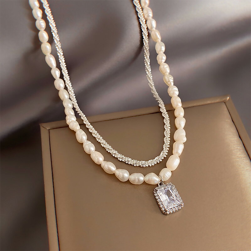 巴洛克天然珍珠項鏈女夏輕奢小眾鎖骨鏈年新款ins冷淡風頸鏈