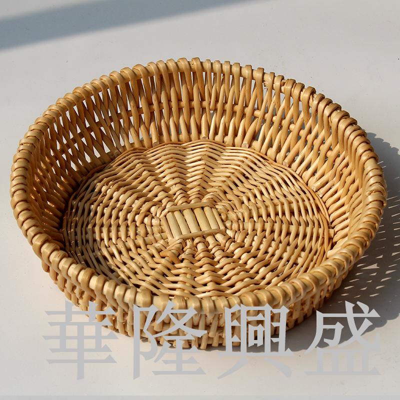 藤編饅頭筐麵包籃水果盤編織收納筐食品玩具收納家用餐桌廚房用品