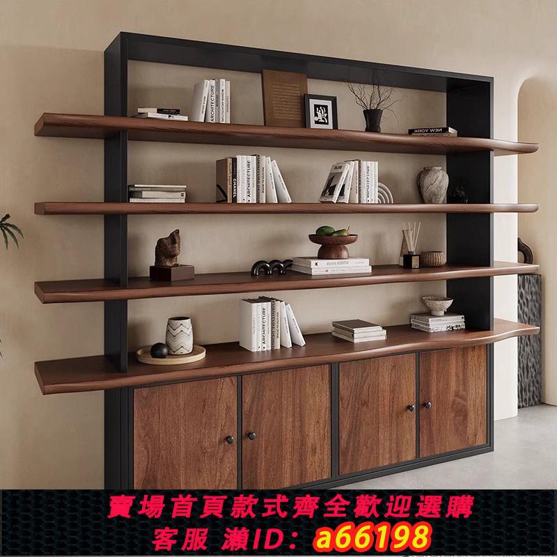 【臺灣公司 可開發票】北歐實木書架書櫃展示架美式工業風復古鐵藝置物架落地儲物架
