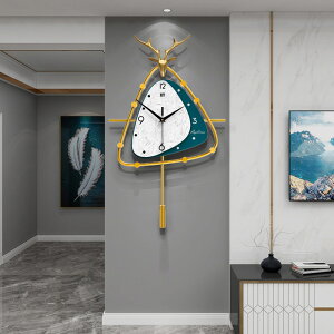 創意鹿頭掛鐘歐式輕奢鐘表客廳家居裝飾藝術時鐘北歐簡約掛墻壁鐘