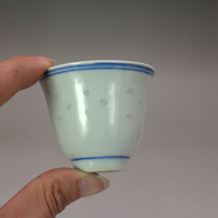 景德鎮光明瓷廠白釉玲瓏瓷小茶杯酒盅古玩古董老貨陶瓷器收藏擺件