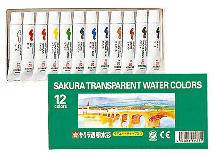 日本SASURA櫻花透明水彩12色/盒*12L