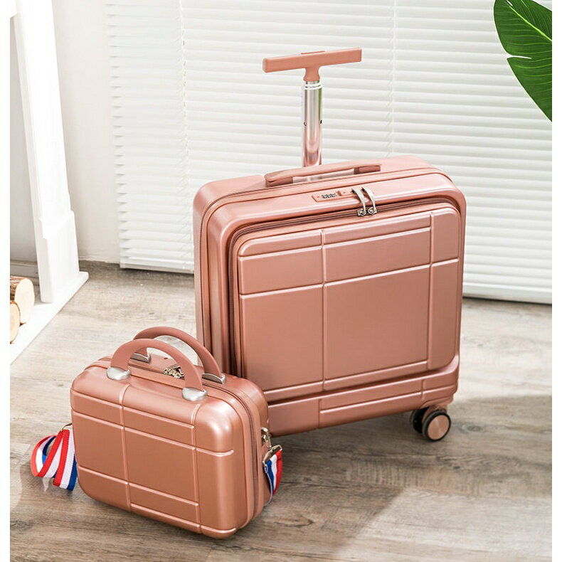 20吋行李箱 18吋以上 迷你行李箱 前置開口行李箱女小號輕便拉桿箱小號登機箱18寸橫款商務箱旅行箱 20寸旅行箱