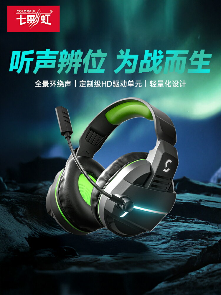 七彩虹H09頭戴式遊戲耳機電競專用臺式電腦吃雞有線帶麥2025新款【宜家良品百貨】