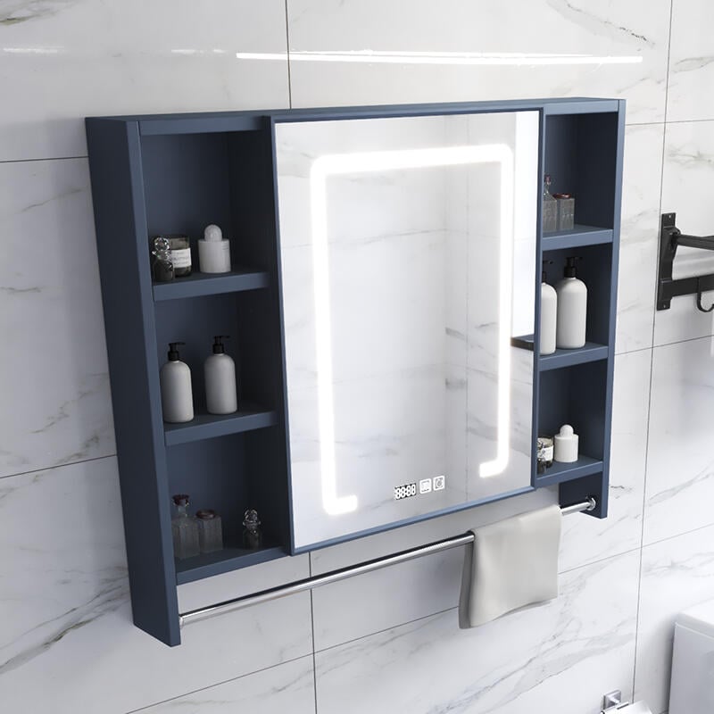 限時9折 智能鏡櫃 太空鋁浴室智能鏡櫃單獨帶燈衛浴掛墻式衛生間壁掛鏡子帶置物架