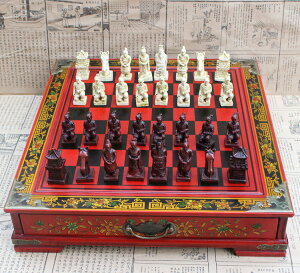 創意國際象棋中號臺式立體象棋西安兵馬俑棋子木制棋盤卡通人物
