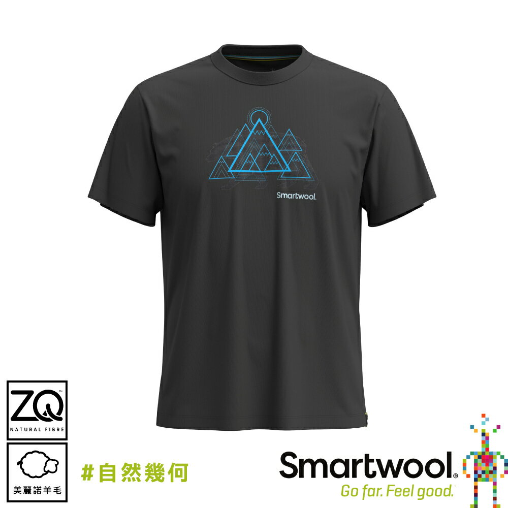 【SmartWool 美國 塗鴉短Tee/自然幾何《炭黑色》】SW002604/登山/露營/健行/爬山/排汗
