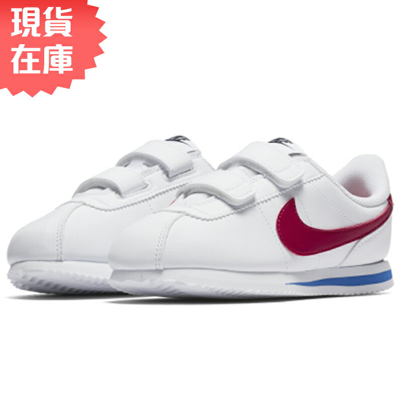 ★現貨在庫★ Nike Cortez Basic SL PSV 童鞋 中童 休閒 阿甘 皮革 魔鬼氈 白藍紅 【運動世界】904767-103【APP限定 | 單筆滿666元結帳輸入序號『19Jul50』再折50元❤】