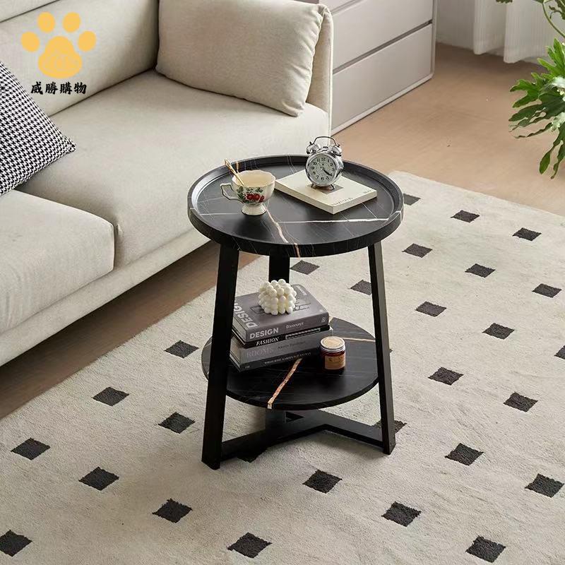 簡約 家用客廳 小圓桌創意沙發旁高腳雙層邊幾 現代小茶幾 822