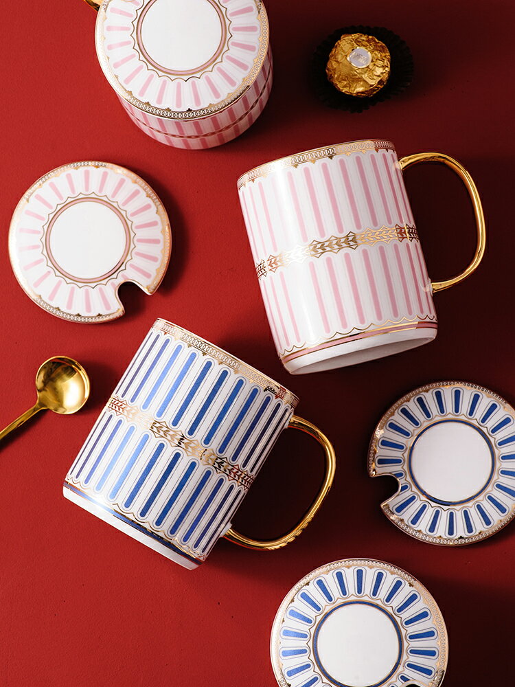 創意馬克杯北歐ins帶蓋勺陶瓷水杯子女辦公室家用情侶早餐咖啡杯