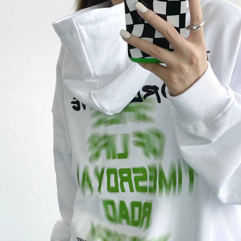 美式高街hiphop衛衣女春秋薄款寬松ins潮設計感小眾oversize外套