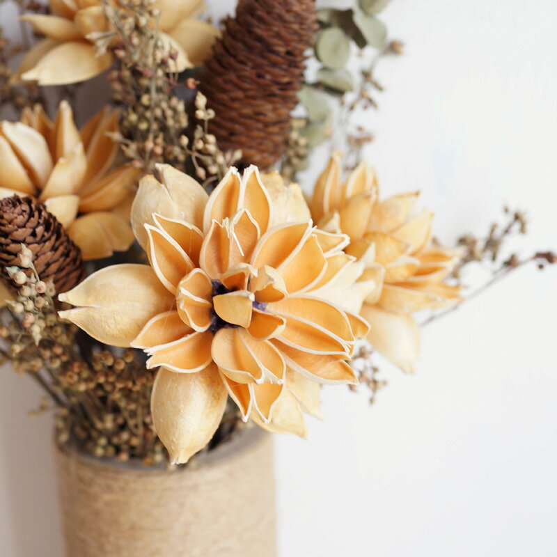 中式天然干花花束花瓶套裝尤加利葉荷花插花擺件客廳餐桌裝飾花 4