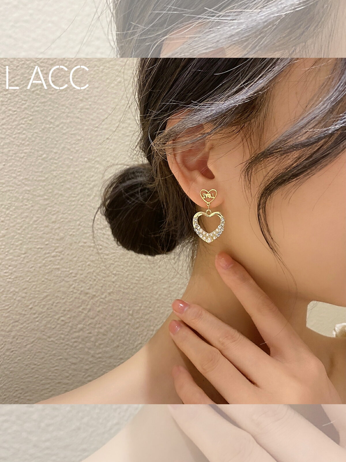 925銀針鏤空鉆超仙愛心珍珠鉆耳釘女 氣質高級感耳環