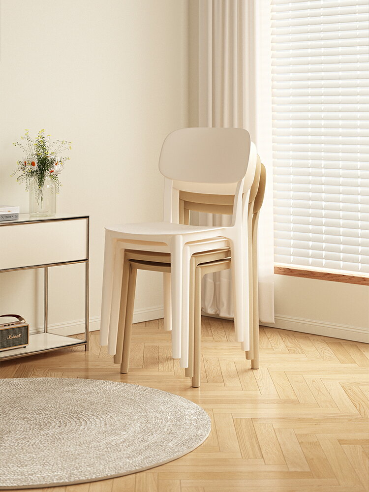 北歐餐椅家用可疊放休閑塑料椅子現代簡約餐廳餐桌椅商用靠背凳子