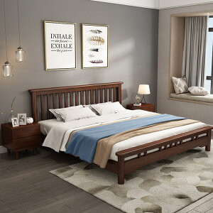 優樂悅~北歐風純實木床主臥簡約現代1.5米1.8米婚床軟包臥室家具雙人大床
