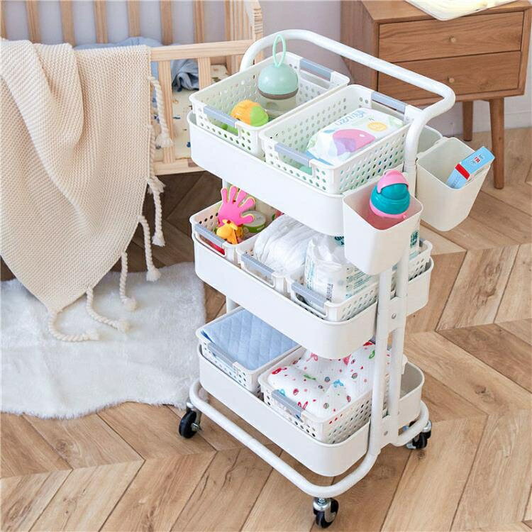 嬰兒用品小推車置物架床頭臥室內零食可移動帶輪多層收納整理神器 dmmhy