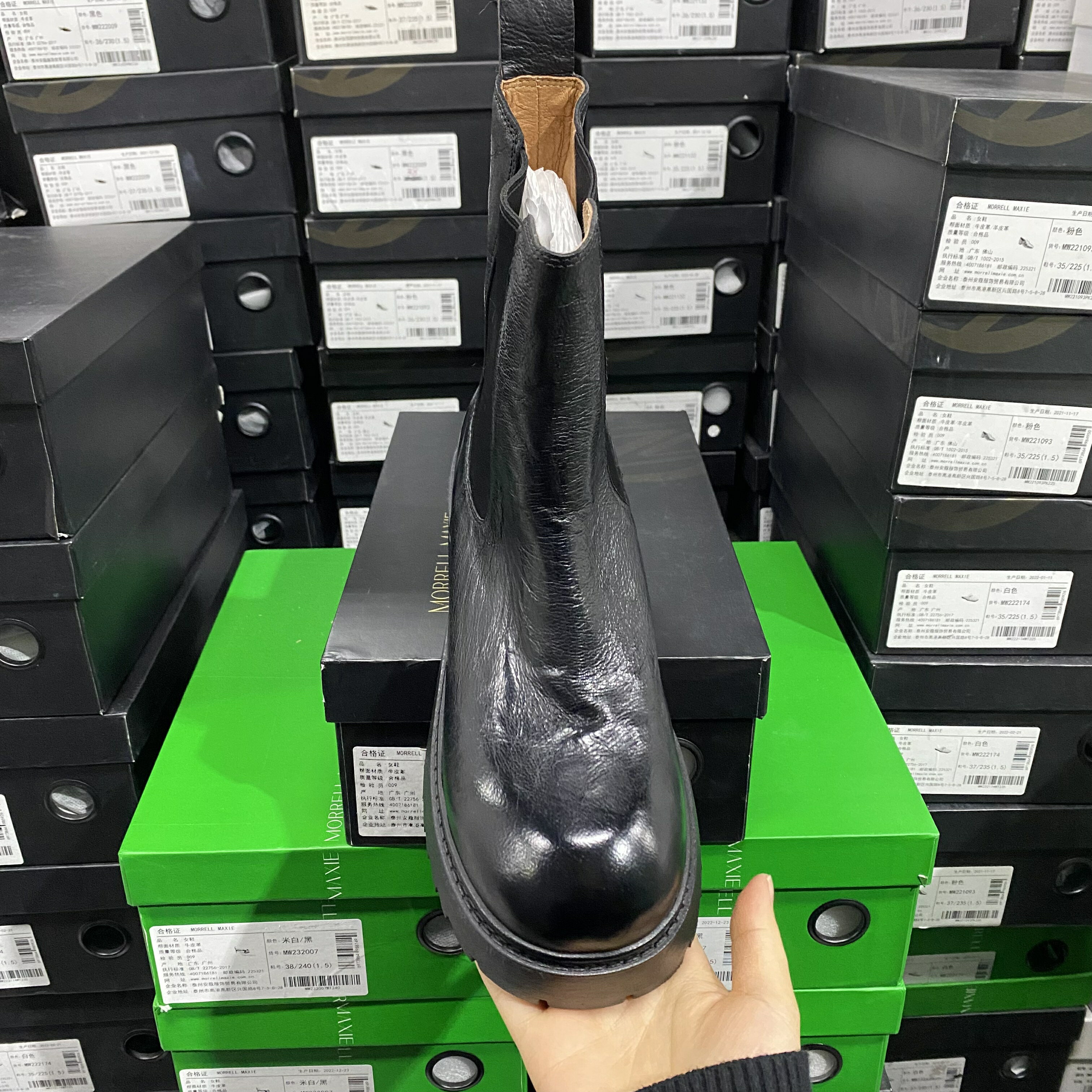 正品羊皮新款厚底時尚壓花紋復古煙管靴JMN（單裡）