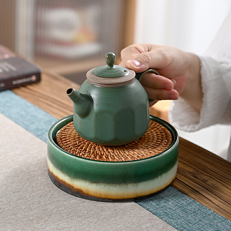 窯變陶瓷茶壺復古泡茶器家用大紅袍單壺茶具大容量功夫泡茶壺單個