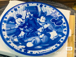 日本迪士尼Disney青花染付陶瓷紀念賞盤 陳設掛墻佳品，米