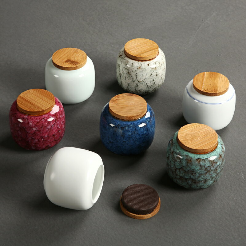 傳藝窯陶瓷迷你裝茶葉罐密封小號鐵觀音普洱茶缸藥材罐便攜儲茶罐